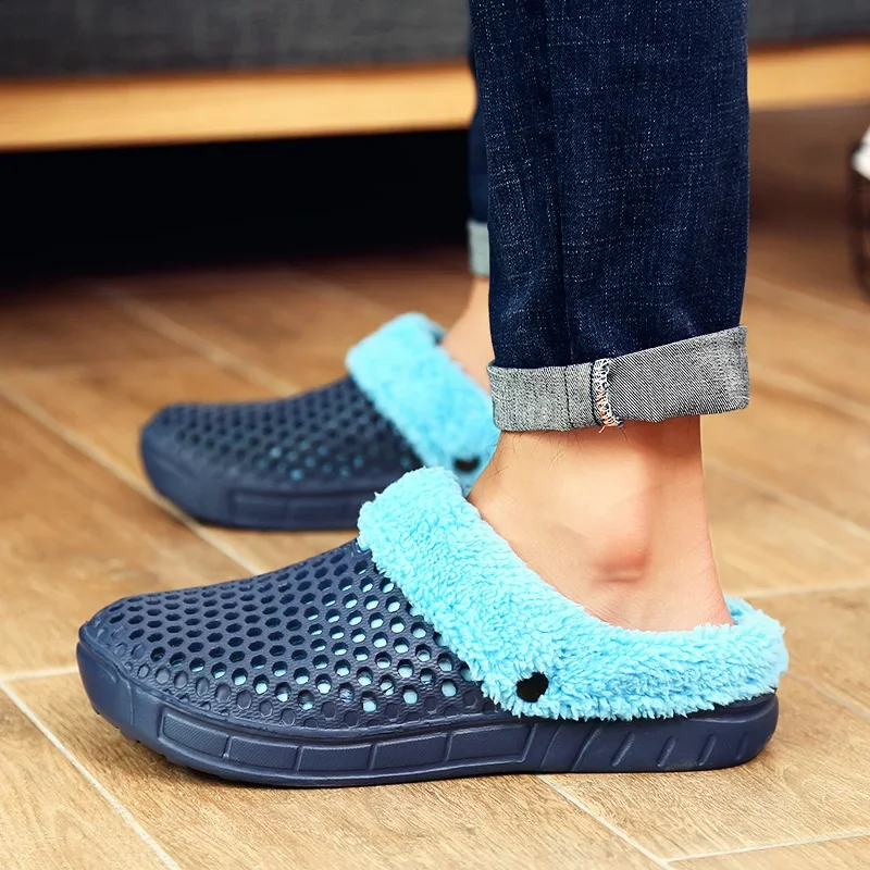 2023 Winter Warm Slippers Women Men Shoes Indoor Slides Cotton Pantoffels Casual Clogs With Fur Easy On House Floor Slippers