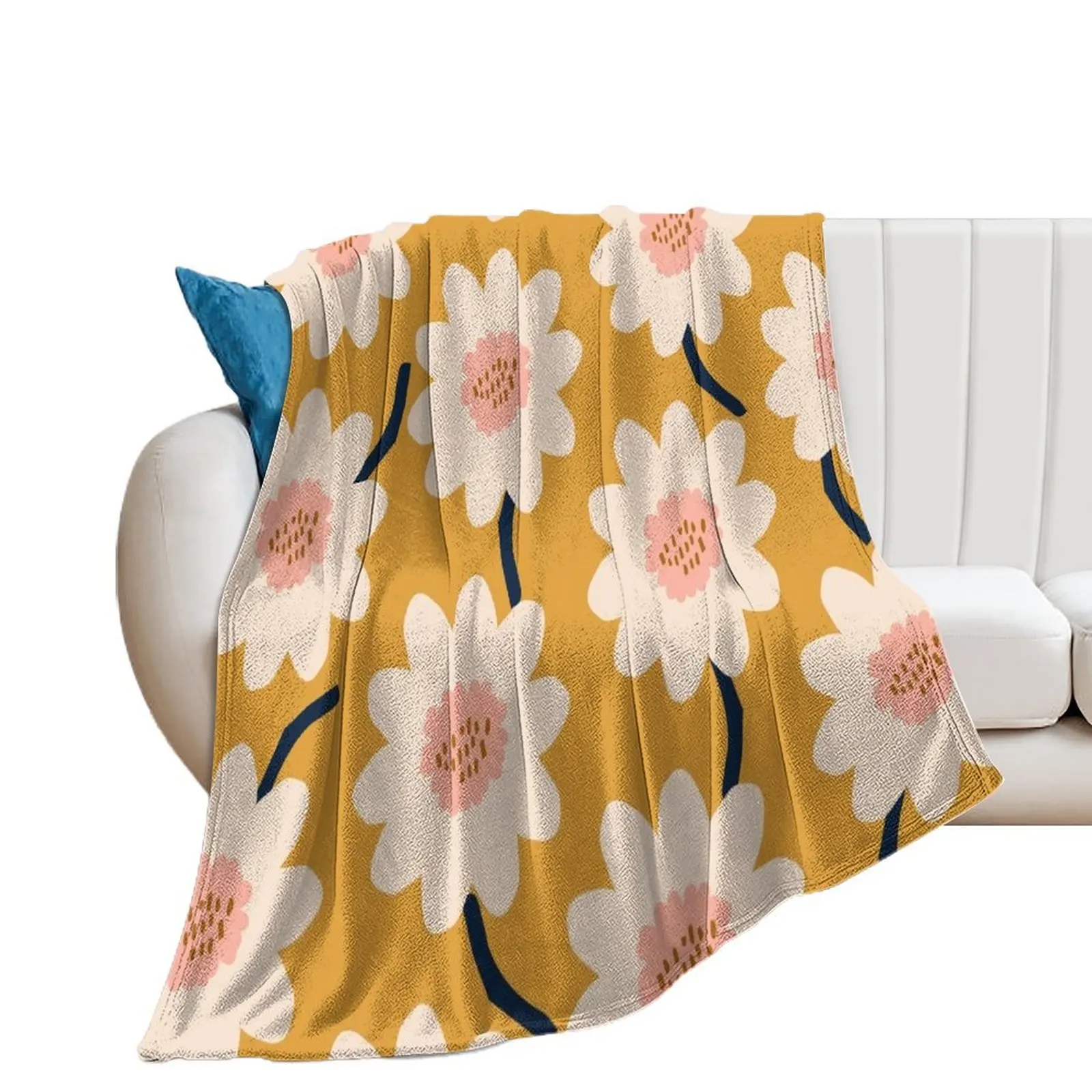 

Flower field - yellow Throw Blanket Luxury Retros Designers Blankets