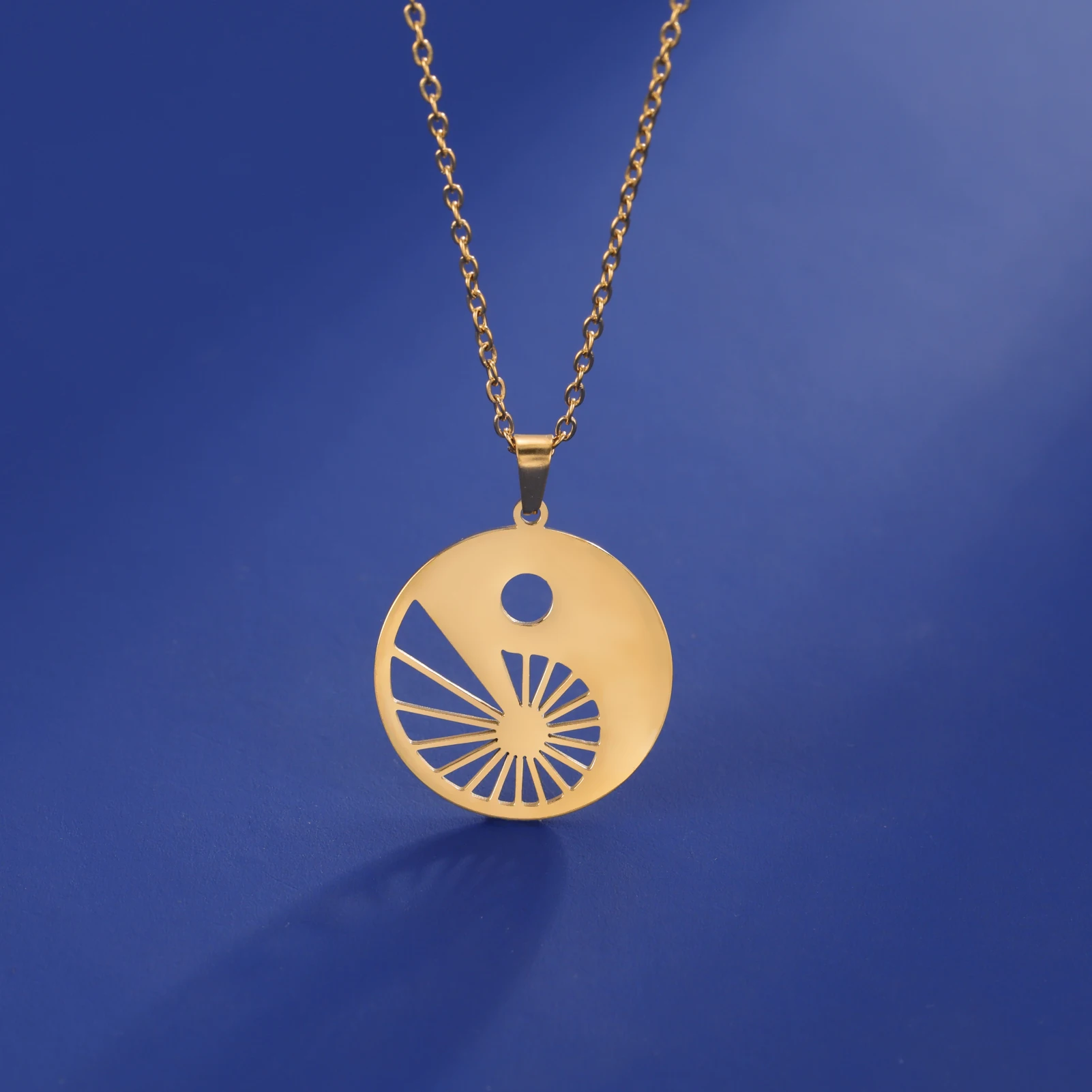 Sipuris Fibonacci Symbol Golden Ratio Necklace For Women Stainless Steel Yin Yang  Vintage Round Pendant Jewelry Gifts New