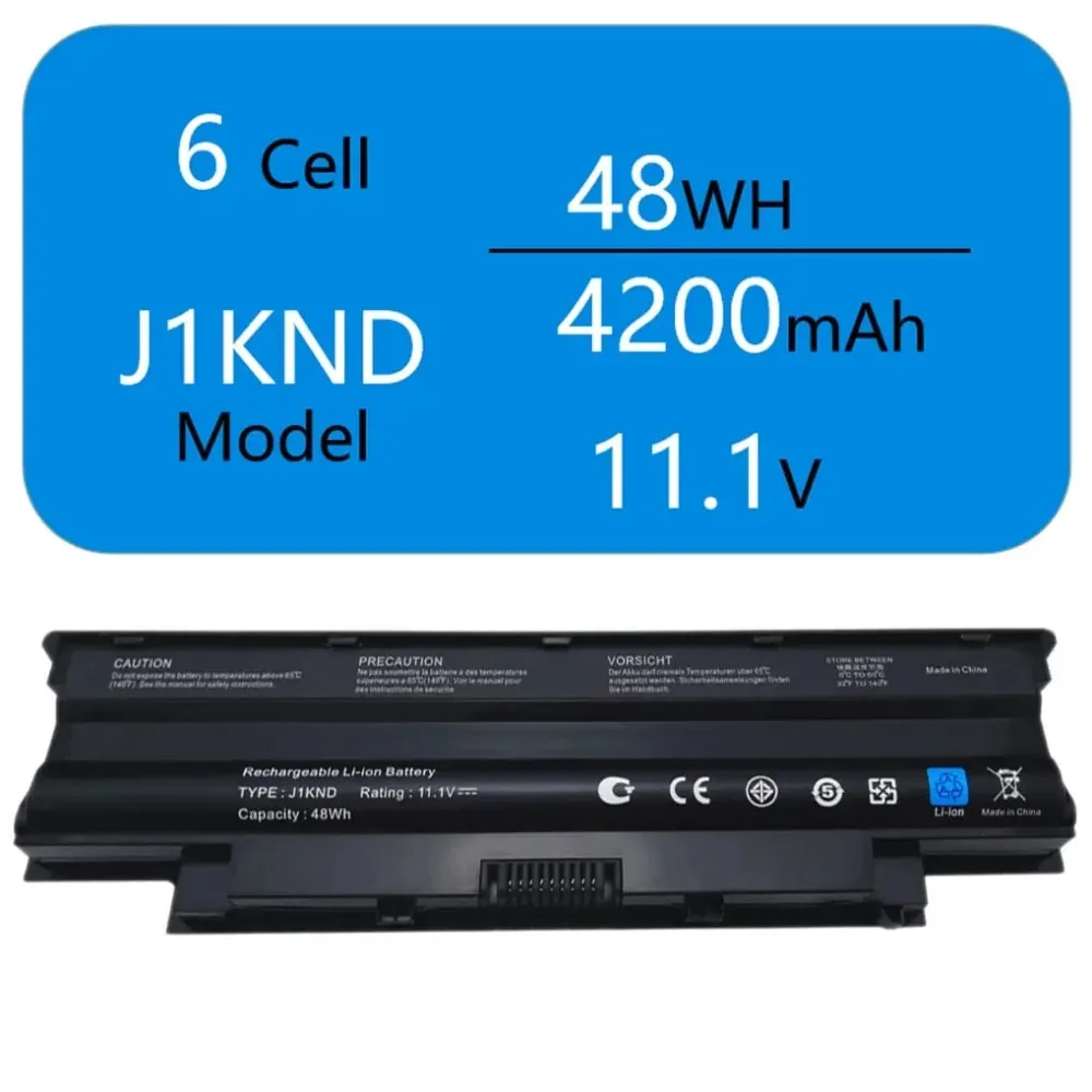 11.1V 48Wh J1KND Laptop Battery for Dell Inspiron N5110 N7110 N4110 N5030 17R N7010 4T7JN N3010 N3110 N4010 N4050 W7H3N 04YRJH