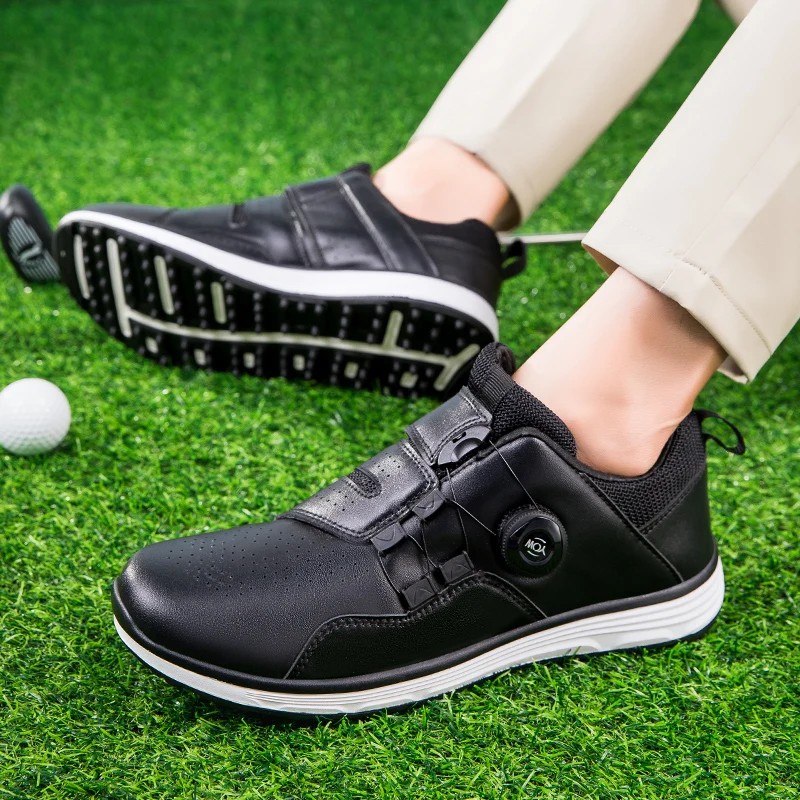 Chaussures de golf professionnelles en cuir pour hommes, baskets de sport, chaussures d'entraînement athlétiques pour golfeurs, pointes d'enge extérieures, grande taille ino -47