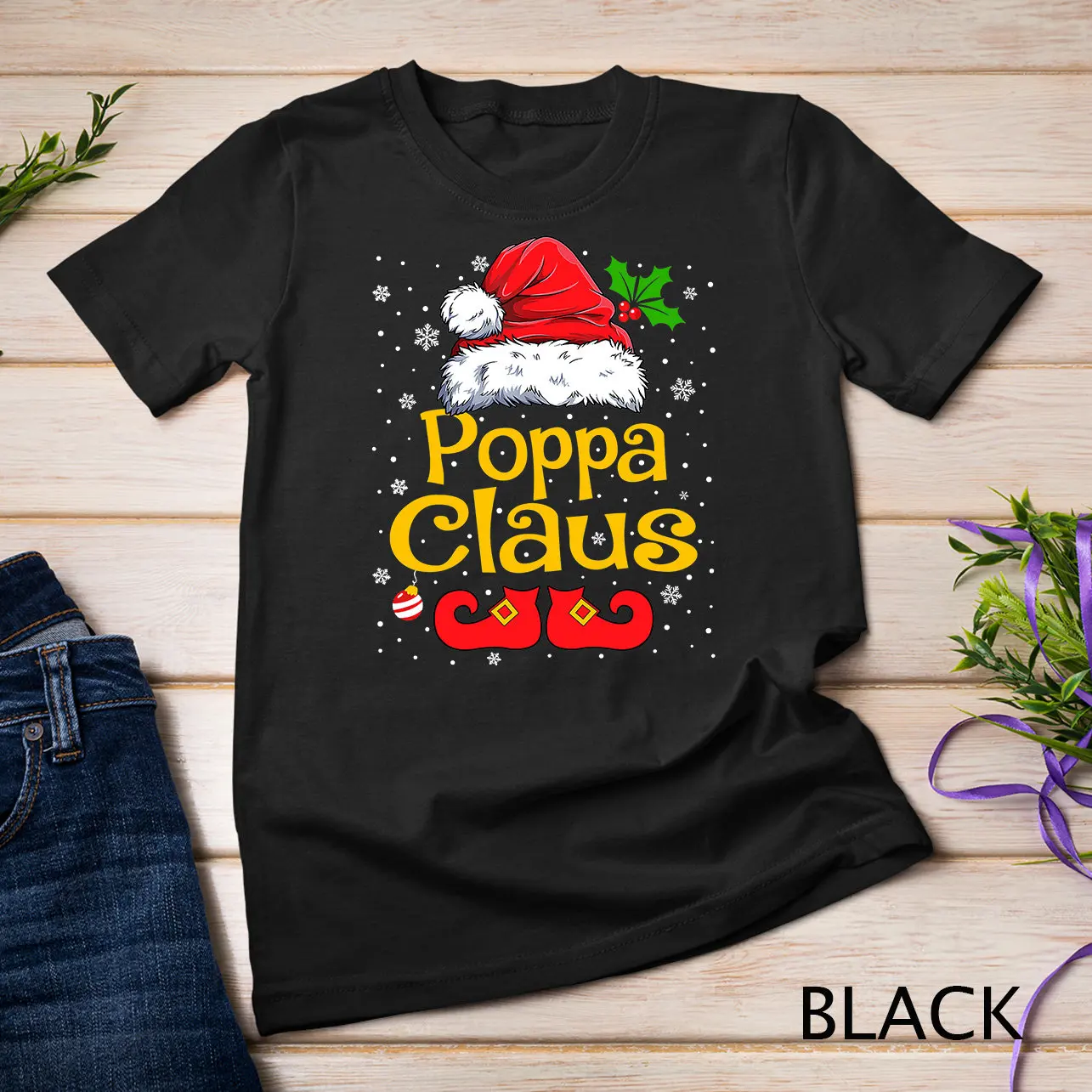 Men Matching Family Christmas Santa Hat Xmas Funny Poppa Claus T Shirt Sweat