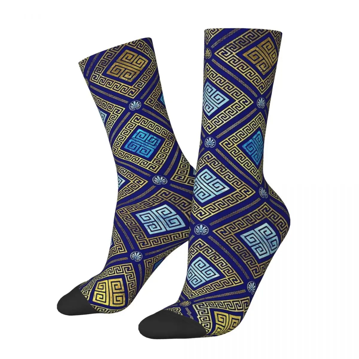 Greek Meander Key Ornament Greek Key Ornament Unisex Winter Socks Warm Happy Socks street style Crazy Sock