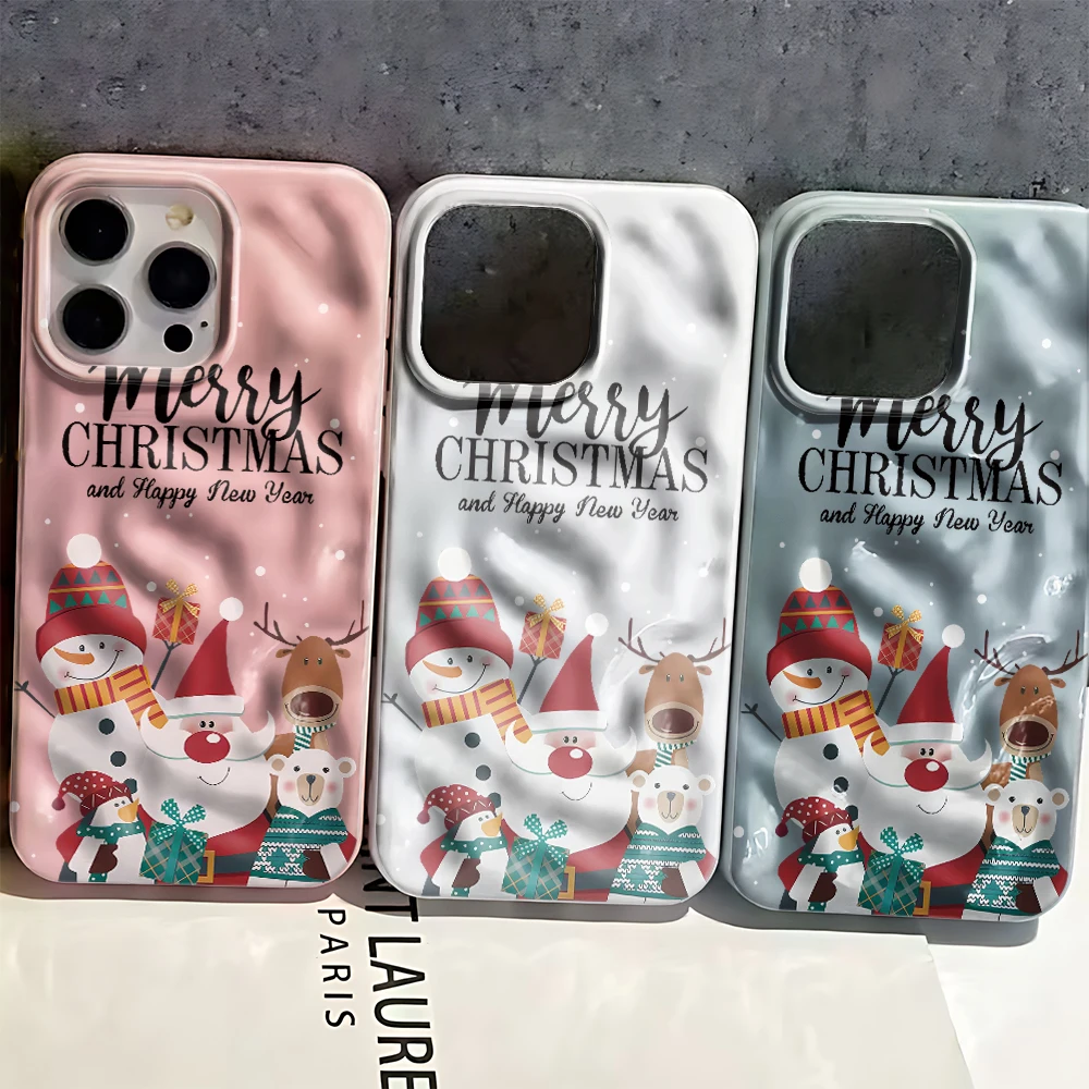 Tough Thick Solid Christmas Snowman Reindeer Anti-Slip Phone Case For Iphone 18 Plus 15 11 Air 17 Pro Max 12 14 13 16 Cover