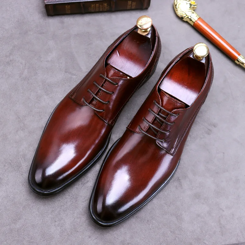 New Brand Genuine Leather Business Dress Shoes Men Formal Wear Casual British Pointed Toe Oxfords Large Size Leather Shoes