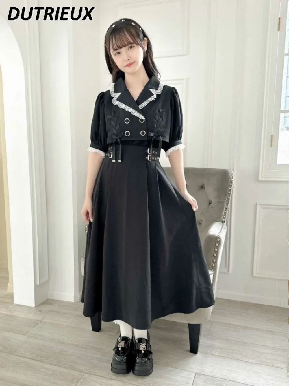 Bowknot Rojita Dress Casual for Lady Long Plaid Lace-up Sweet Cute Lolita Japanese Style Mass-Produced Women's Elegant Dresses