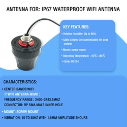 Antenna IP67 2,4 GHz, antenne WIFI TERMINALE ANTENNA 2400 mhz