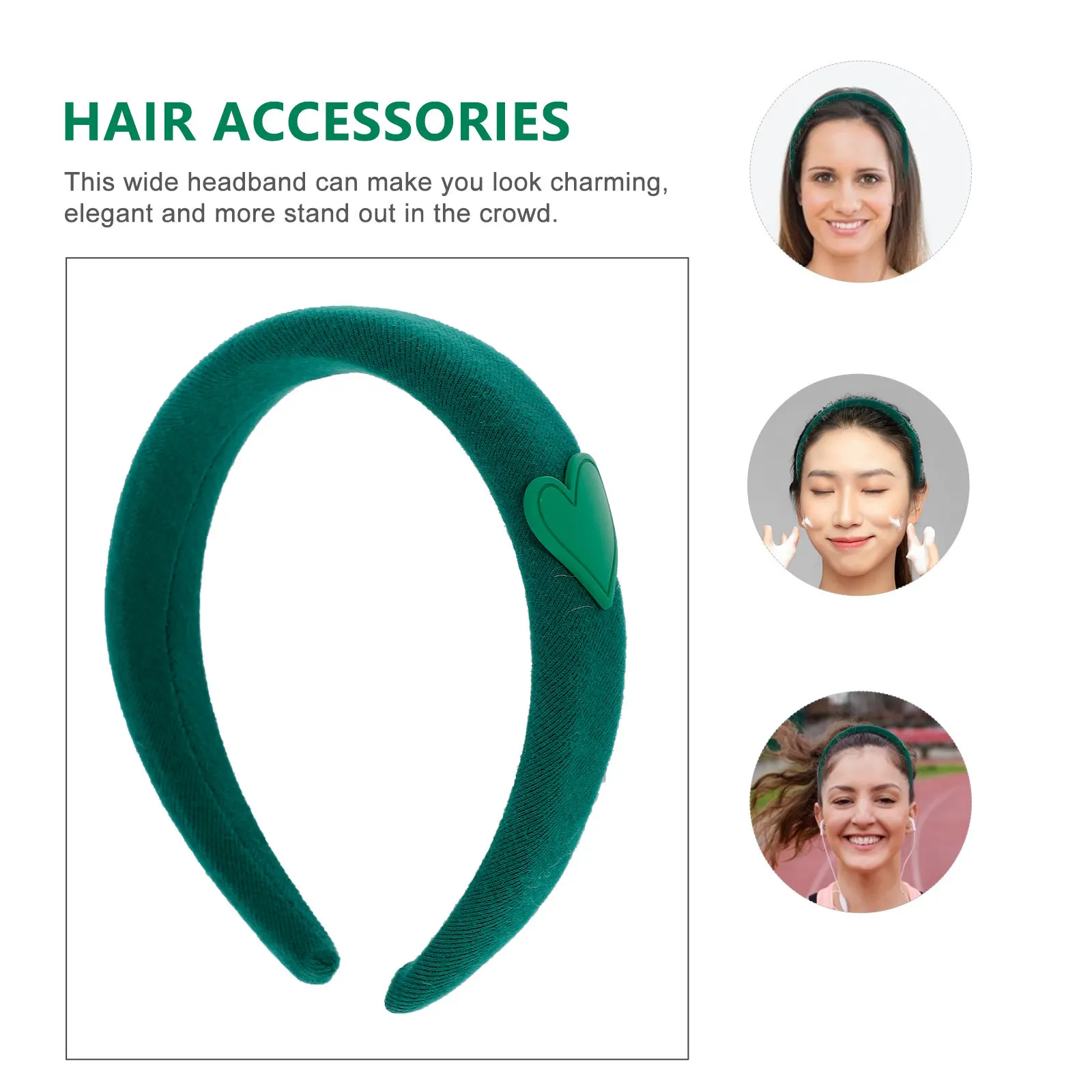 

2Pcs Green Wide Headband for Women Girls Simple Elegant Hairband Face Washing Yoga Hair Accessories All Match Broad Hair