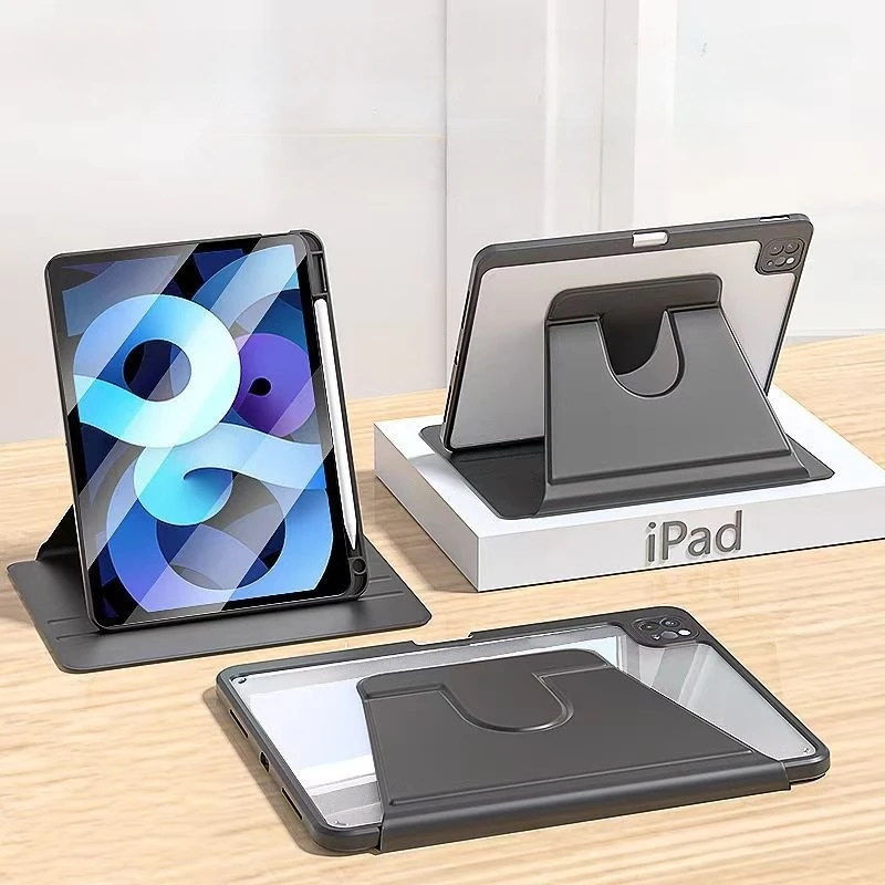 360 Rotation Case For iPad Pro 12.9 (3rd/4th/5th/6th gen) 2018 2020 2021 2022, Acrylic Case with Pencil Slot, Auto Sleep Wake