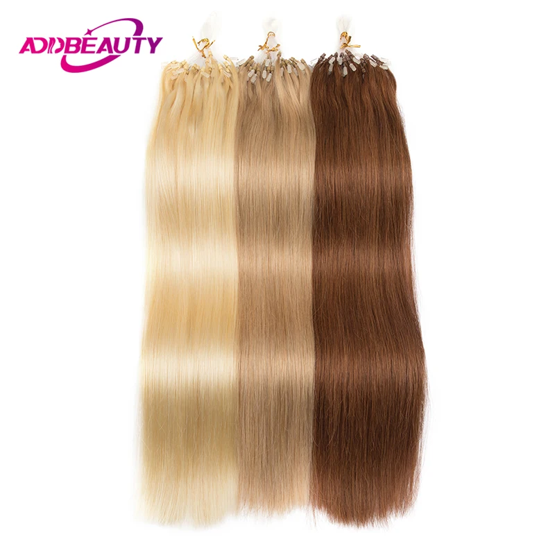 Micro Loop Hair Extensions Straight Human Hair Extension 100% Human Hair Extensions 50pcs Human Fusion Hair Natural Micro Hair