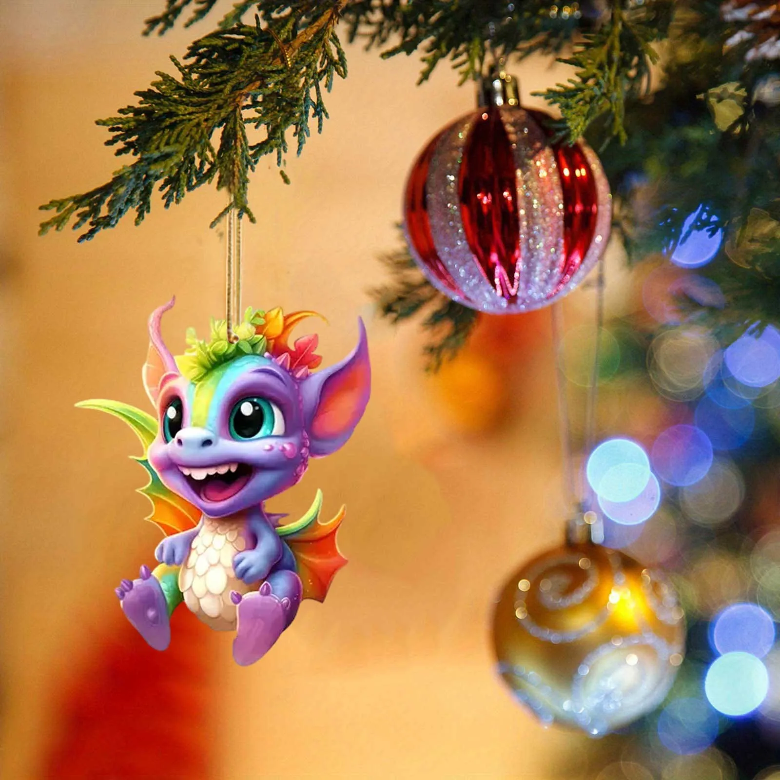 Cute Flying Dragon Baby Christmas Ornament Unique Shape Tree Hanging Ornament For 2024 Party Christmas Home Decor Gifts Toys