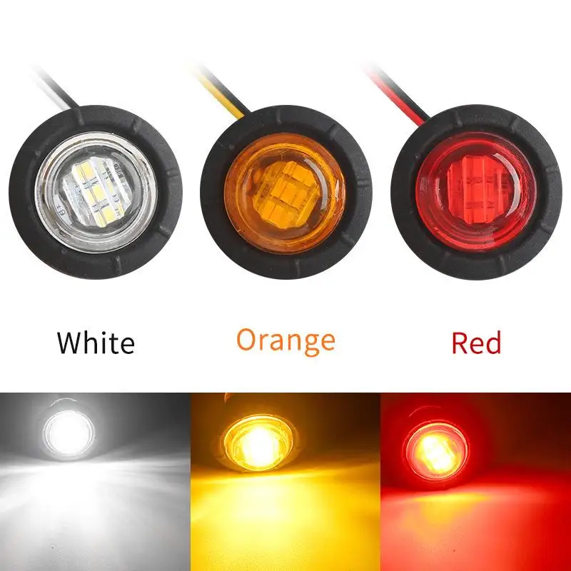 

5 PCS Mini Round LED Side Marker Light High Brightness 24V Truck Trailer Auto Indicators Clearance Light Universal