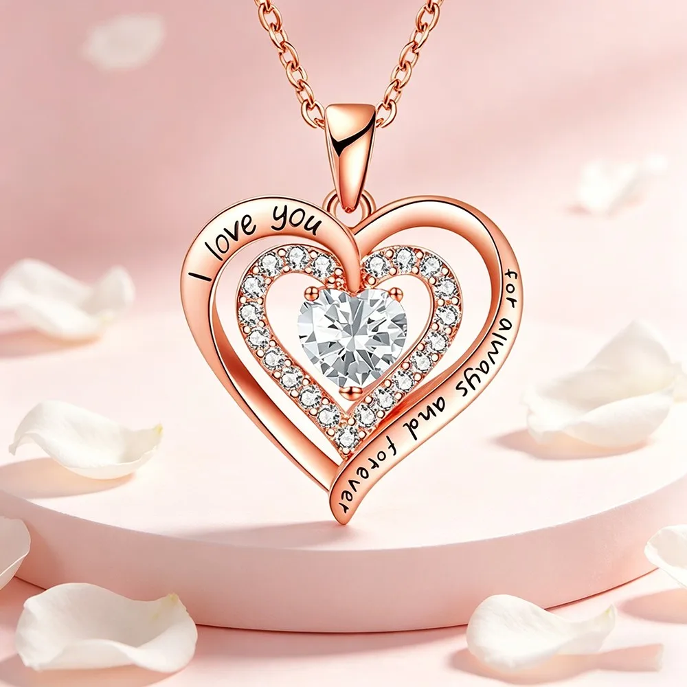 Luxury Heart Pendant Necklaces For Women Mother Wife Girlfriend Christmas Day Birthday 2026 Wedding Flower Jewelry