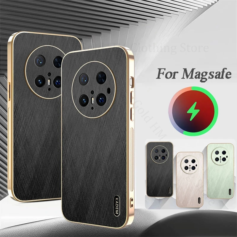 

6D Plating Leather Phone Case For Huawei Mate 80 Pro Max Electroplated Tough For Magsafe Cover For HUAWEI Mate 70 Air 60 Pro Max