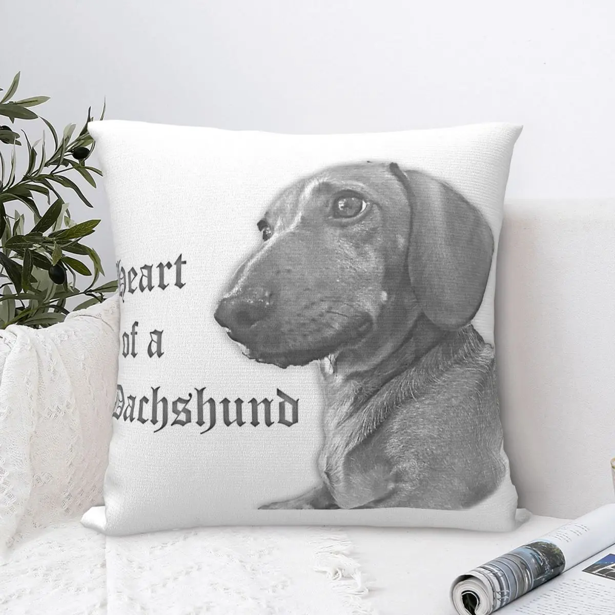 Heart Of A Dachshund Pillowcases Couch Wiener Sausage Doxie Dog Lover Cushion Case Creative Decorative Pillowcase 45*45
