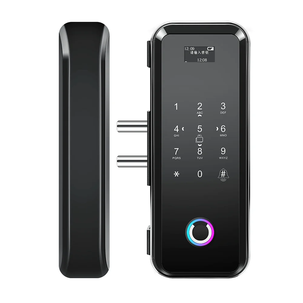 Lermom Office Company Easy Installation Biometric Fingerprint Digital Tuya WiFi Smart Glass Door Lock