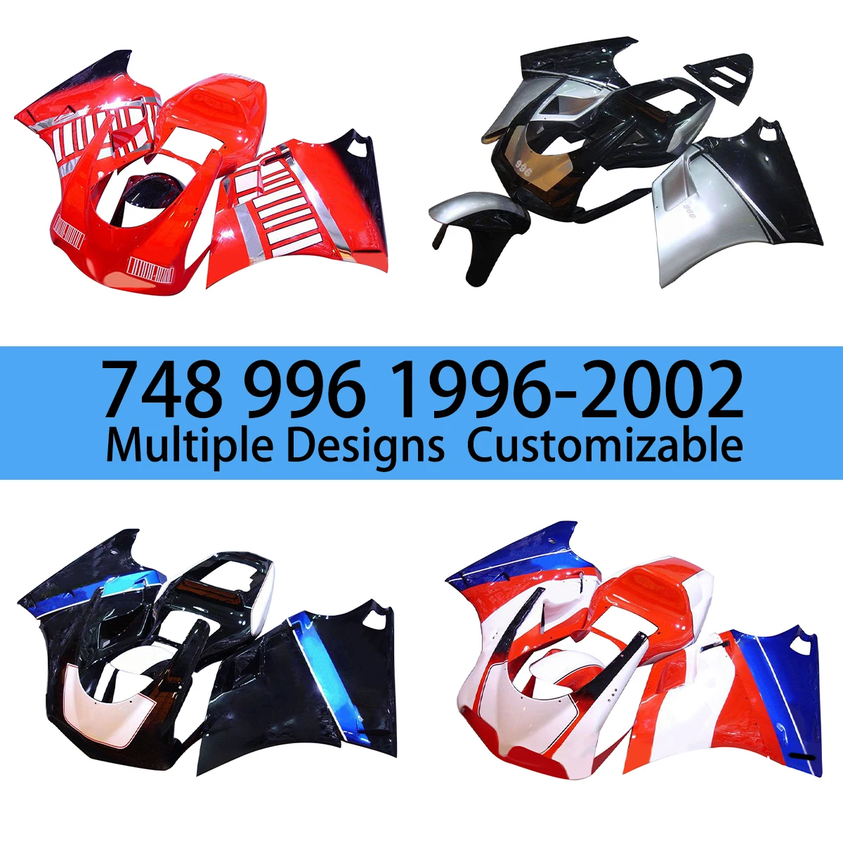 Moto Cross Fairing Kit 996 1996 1997 1998 1999 2000 2001 2002 Motorcycle Fairings Free Custom Bodywork Set for DUCATI 748 96-02