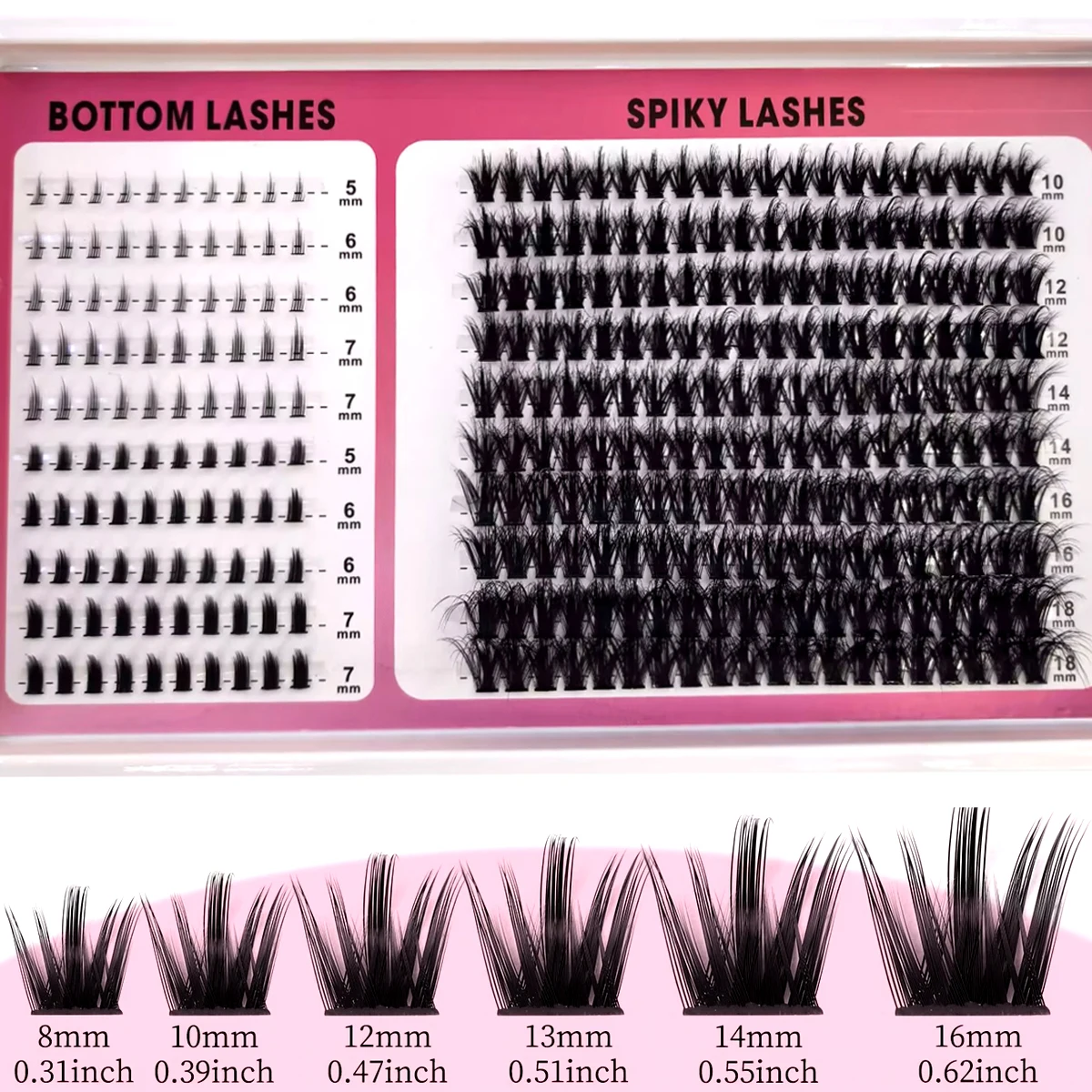 AMSDCN 60D-300D DIY Mink Eyelashes Spikes Lash Clusters Natural Eyelash Clusters Manga Lash Unique Spiky Cluster 10-20mm AtHome