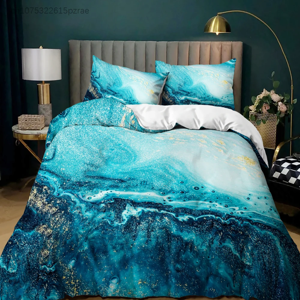 Colour Halo Dyeing Marble Duvet Cover Bedding Set Purple Blue Colourful Single Double Twin/Queen For Men Women Kids Gift