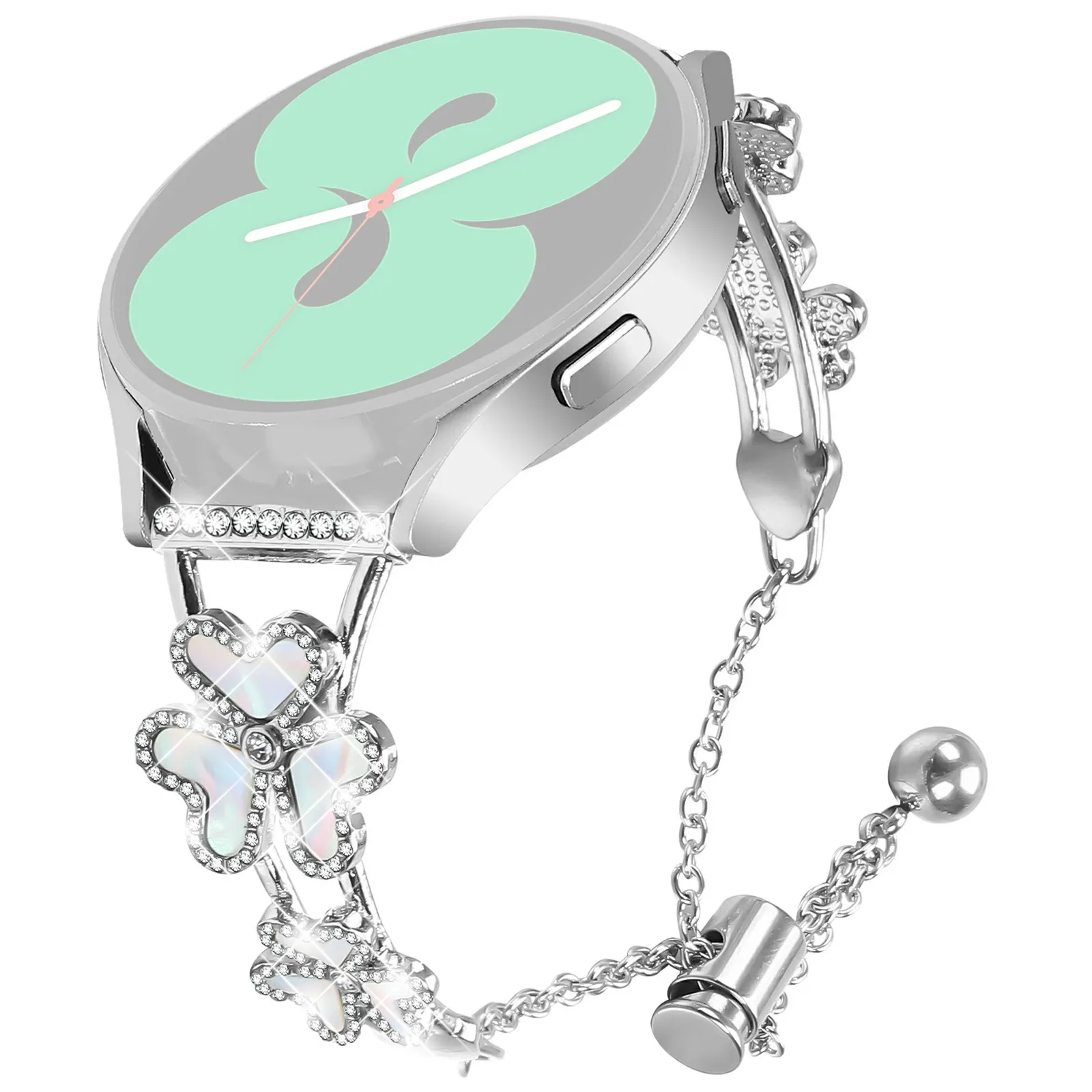 

Metal Band For Garmin D2 Air X10 / Bounce Heart Clover Decor Watch Strap - Silver