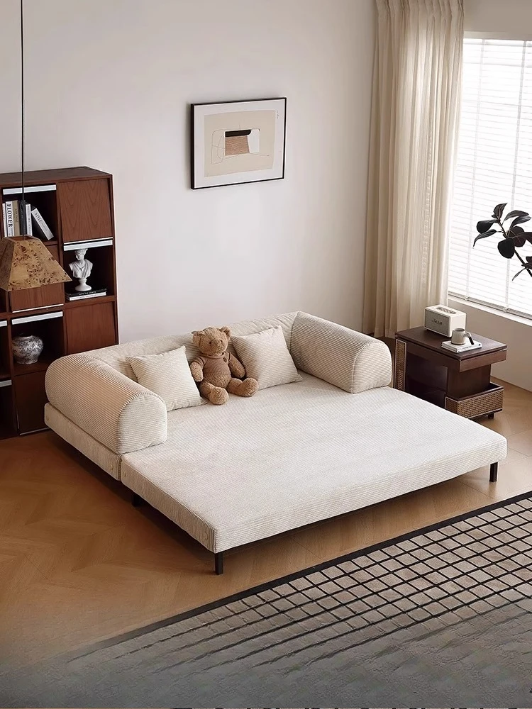 Retro style sofa bed foldable dual-purpose living room small apartment multi-functional retractable sofa bed