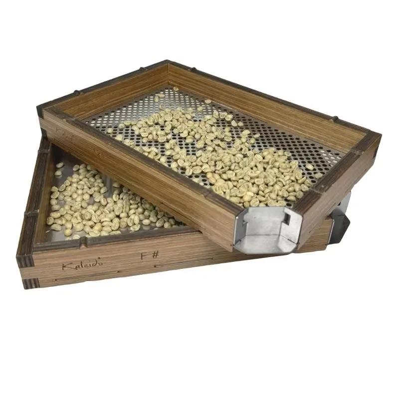 Stainless steel portable coffee bean sieve set with a variety of mesh sizes for grading, sorting, and roasting sorting
