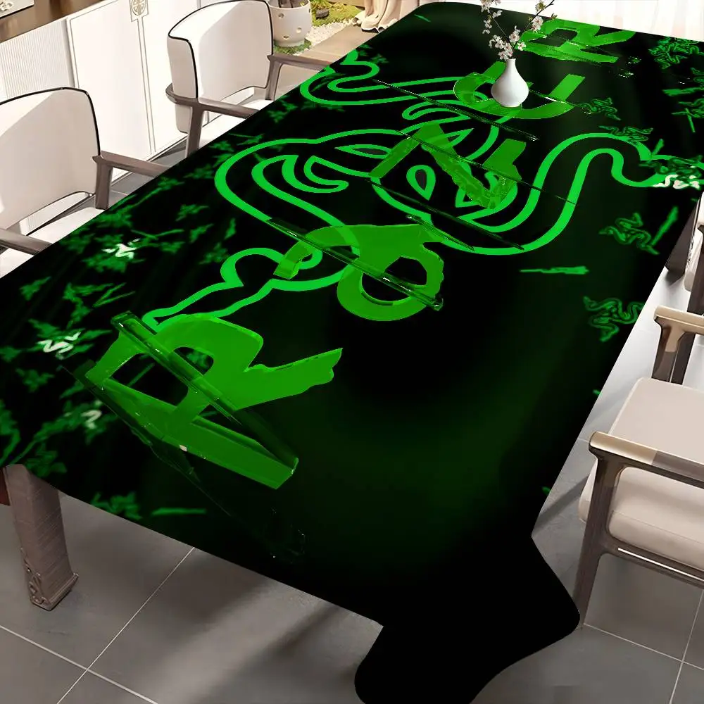 Razer Logo juego serpiente dibujos animados mantel estampado impermeable a prueba de aceite Rectangular cubierta de mesa de fiesta mantel estera de Picnic