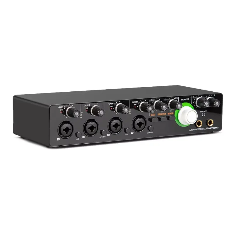 Hot Selling MD44 4 Input and 2 Output 24Bit 192Hkz Audio Interface and USB Sound Card for Studio Live Recording