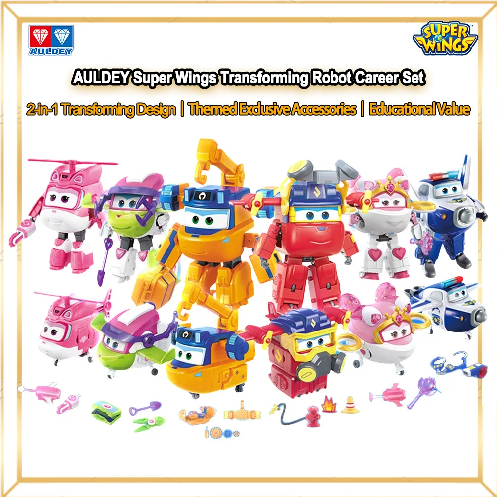 

AULDEY Super Wings Maintenance Engineer RUNI Marty Curie Sara Princess Shasha Transforming Robot Professional Set Christmas Gift