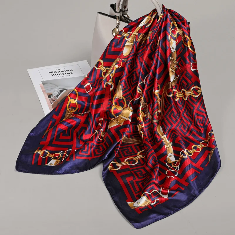 

90 Large Square Silk Scarf for Women 2025 New Spring and Summer High-End Korean Style Versatile Thin Scarf Shawl