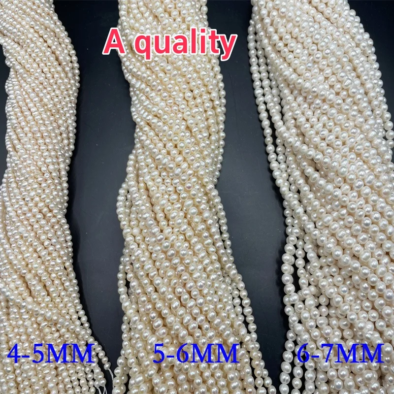 Natural Freshwater Pearl Beads 1A-6A Quality Round Loose White Pearls Bead for DIY Women Necklace Bracelet Jewelry Making