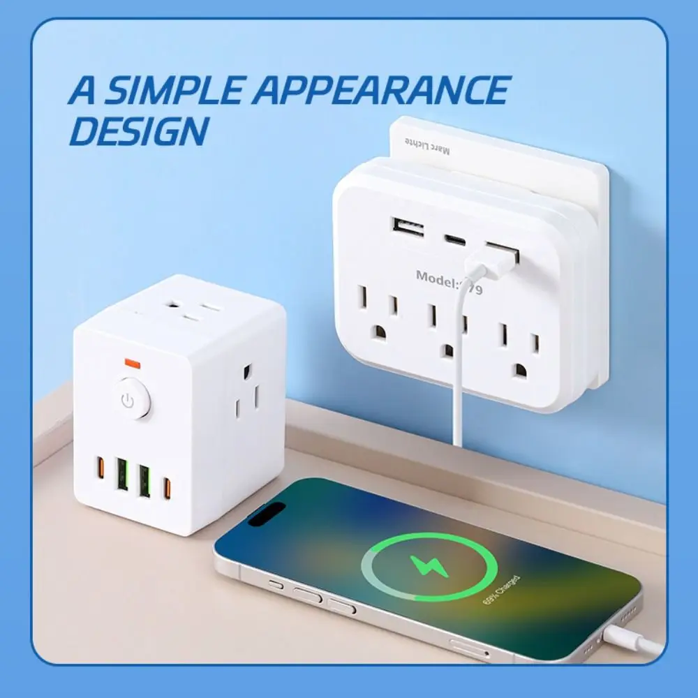 Professional Multi Plug Outlet Extender Overload Protection Surge Protector Outlet Splitter Durable USB C Power Strip Dorm view 2