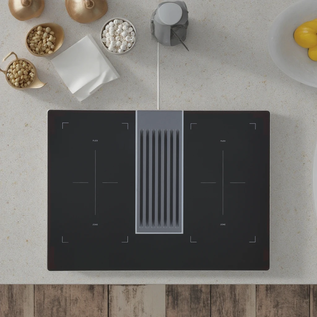 2025 Ohigitecki Range Hood Built-in 4 burner Induction Cooker Felix Zone Exhaust Hood Integrated  Downdraft Cooker Hood