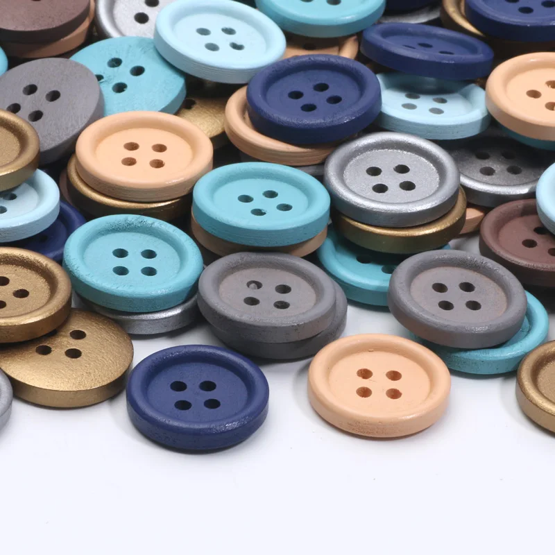 15mm/20mm/25mm 4-Holes Morandi Color Nature Wooden Buttons For Craft Sewing Button Scrapbook DIY Home Decoration Accessories