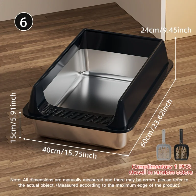 NONE Katzentoilette aus Edelstahl, halbgeschlossenes, spritzwassergeschütztes und auslaufsicheres Design, abnehmbarer Deckel, geeignet für große Katzen und mehr 6