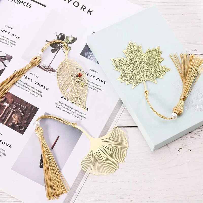 Bookmark daun 6 Pcs, bookmark logam Retro yang indah untuk pembaca, wanita dan anak-anak