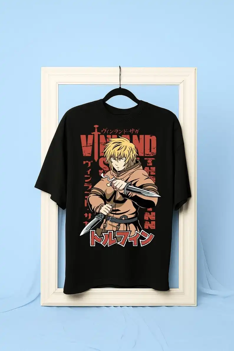 Camisa unisex de Vinland Saga, camiseta de guerrero de Thorfinn, camiseta gráfica de anime retro, producto novedoso de gran tamaño, clásico de lujo de alta gama unisex