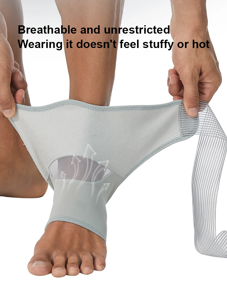 Verstellbare Knöchelbandage mit Riemen, Kompressions-Knöchelstütze für Männer und Frauen, atmungsaktiver Knöchelstabilisator mit sicherem Sitz – Detail 4