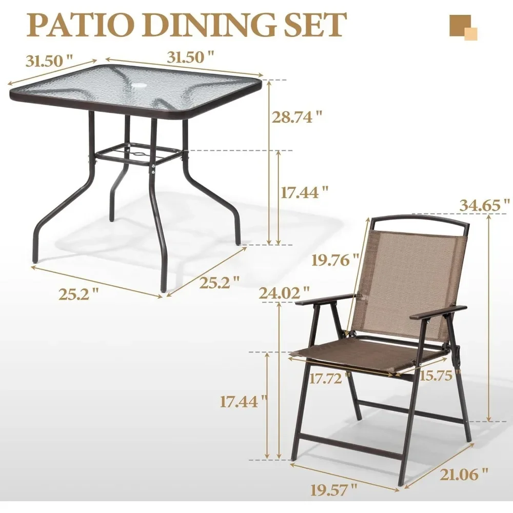 Outdoor Table and Chairs Set,4 X Grey Textilene Dining Chair, 37