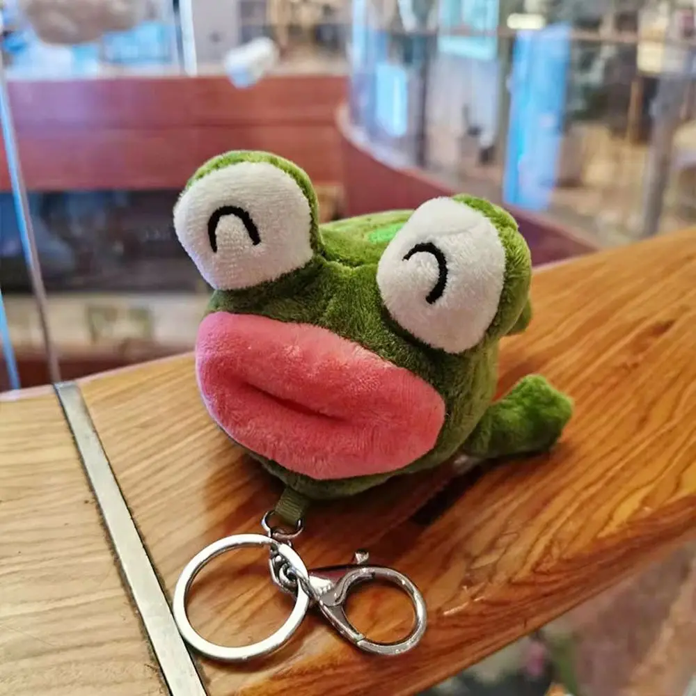 Frog Funny Keychain Gift Big Mouth Plush Doll Handbag Pendant Key Ring Gift To Kids Adults Toys Cute Cartoon Animal Keychain