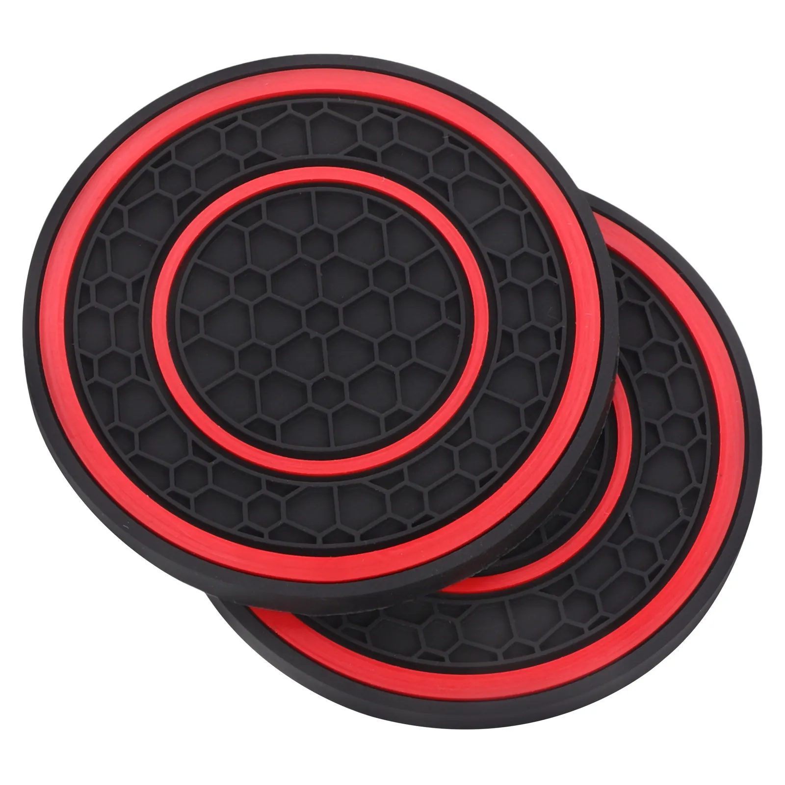 2Pcs Black Silicone Car Cup Coasters Non-Slip Universal Cup Holder Inserts for Auto Interior Secure Fit Insulated Drink Mat