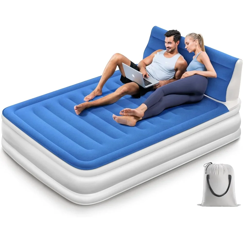 

Air Mattress Full with Built in Pump, Inflatable Mattress with Headboard for Camping & Guest - Blow Up Mattress, Air Mattress