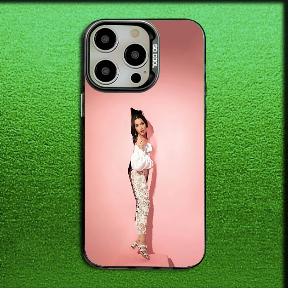 Casing Ponsel Penyanyi K-katy Perry Roar untuk iPhone 16,15,14,13,12,11,Mini,Pro,MAX Sampul Hitam Silikon Matte Abu-abu