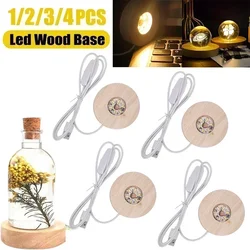 5/6/7/8CM LED Luminous Wooden Base Round USB Lamp Light Display Holder for Crystal Ball Resin Art Ornament Stand Decor Kid Gifts