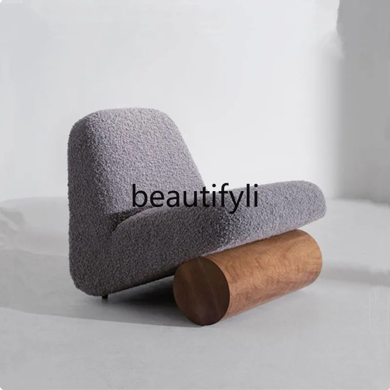 

Fabric sofa chair Nordic solid wood small apartment living room balcony leisure single chair