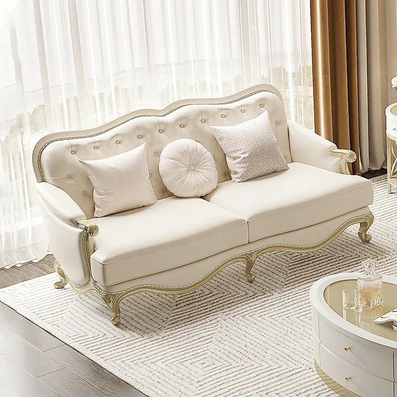 

B Light Luxury Solid Wood Top Layer Leather Sofa Modern Living Room Combination Corner Leather Sofa