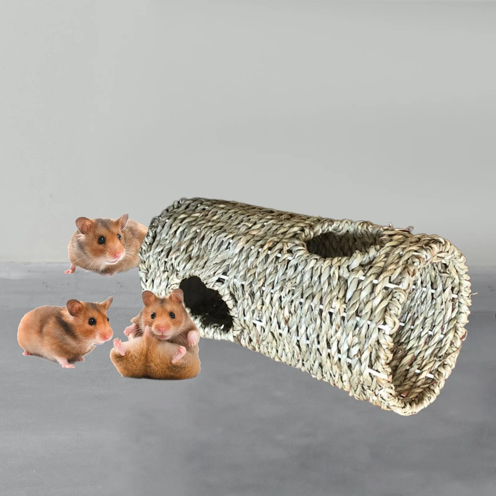 Hamster Grass Tunnel Durable Lightweight Small Pet Hideaway Grass Tunnel Toy for Hamster Hedgehog Mice Ferrets Playing Supplies