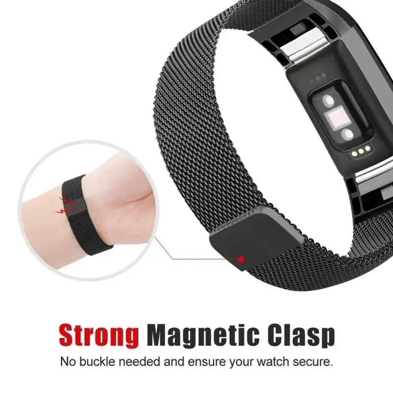 Metal Strap For Fitbit Charge 6 5 Band Compatible With Fitbit Bracelet Replacement Milanese Magnetic Man Woman Wristband - view 6