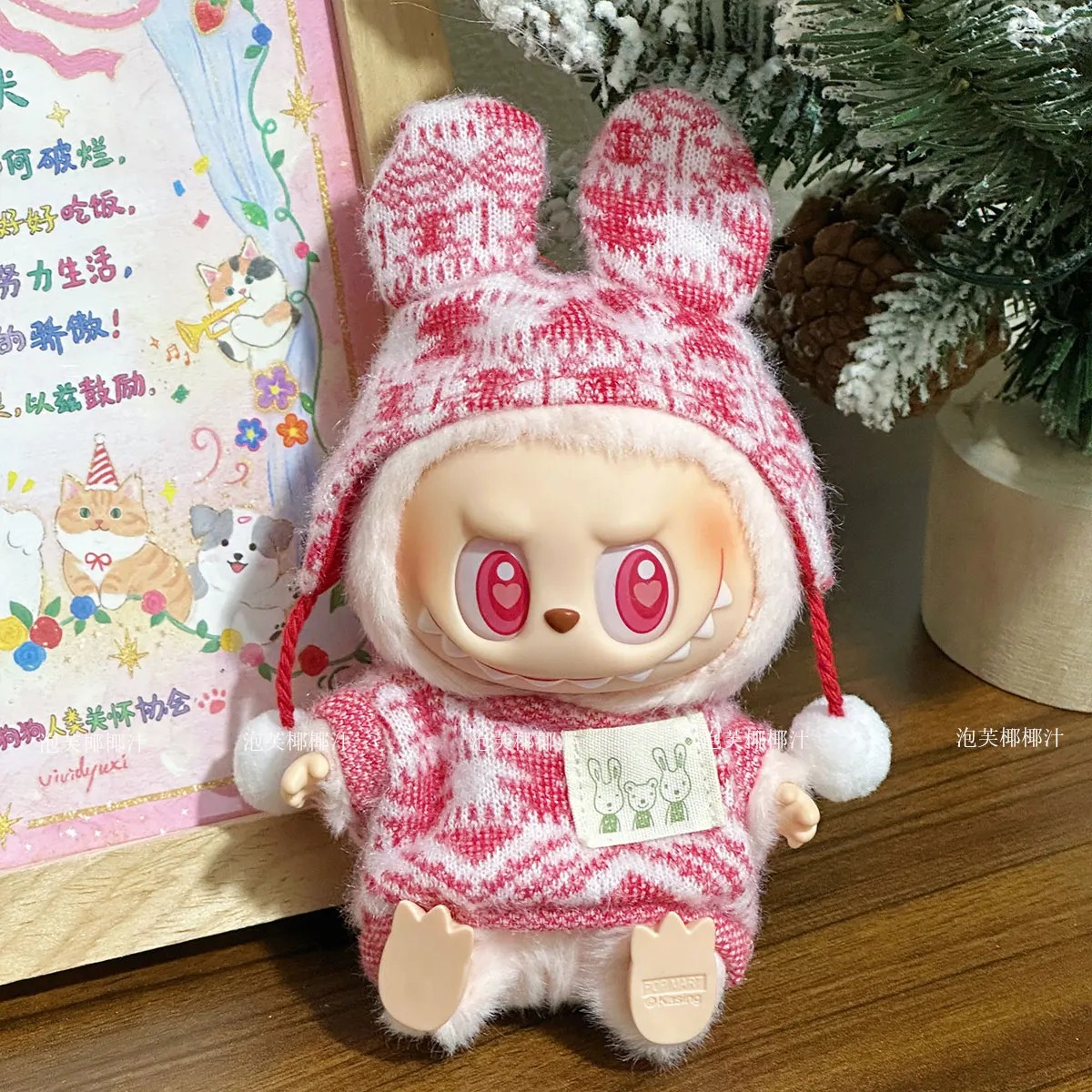 Halloween Rabbit Angel Devil Set 15/17cm Labubu 3.0 Pendant Costume Set Jacquard Two Piece Set Cute Decorative Accessories