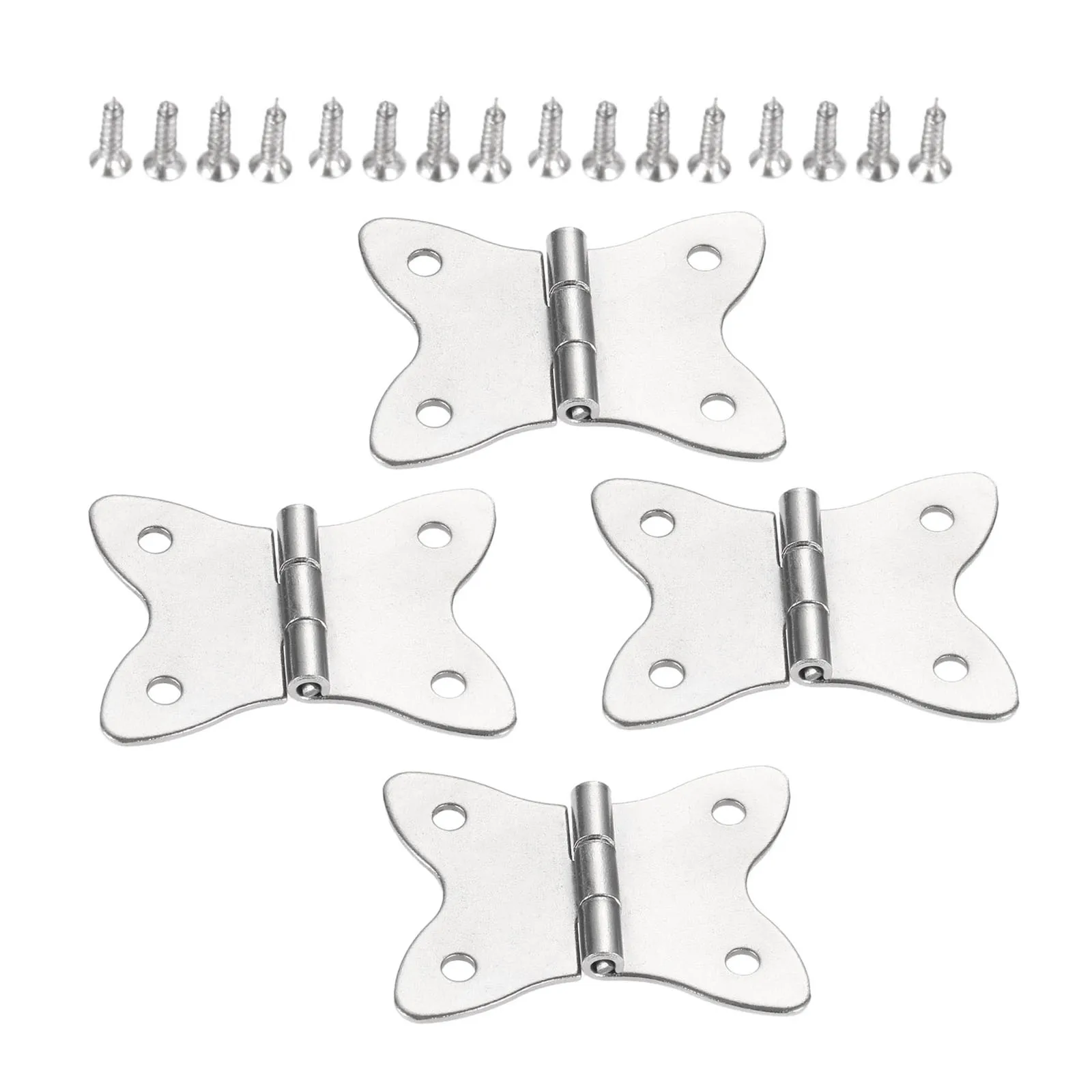 4Pcs 37*30mm Silver Butterfly Cabinet Door Luggage Furniture Hinge 4 Holes Decor Jewelry Box Decorative Hinge Fittings